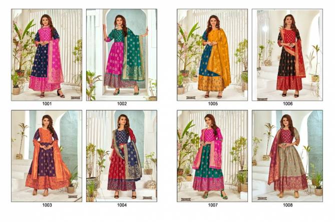 Rnx Minakri Daman Ethnic Wear Designer Silk Anarkali Kurti With Dupatta Collection
